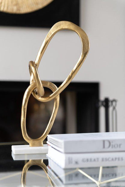 livinglovely.nl - Figuur Ringen Aluminium Goud - Beeld - J-Line - livinglovely.nl