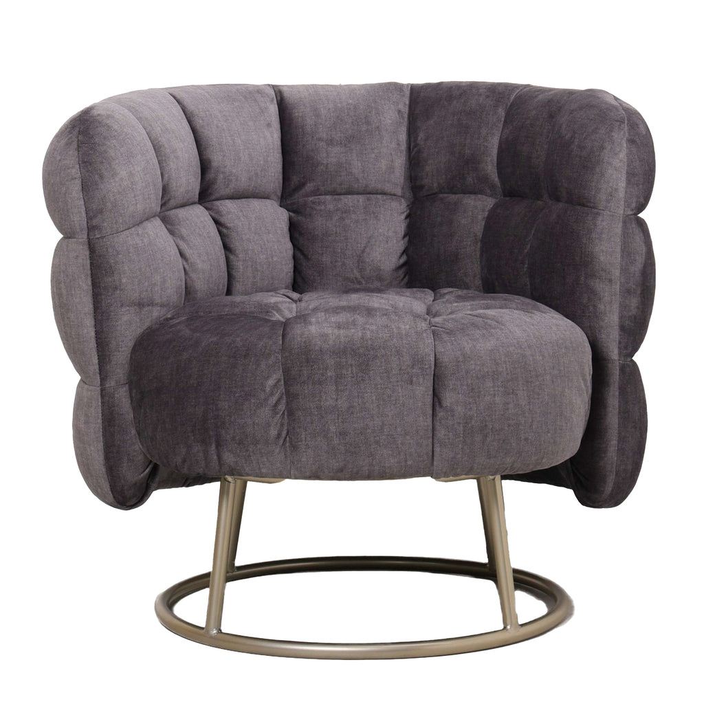 livinglovely.nl - Fluffy Grey fauteuil vogue 16 graphite gold base PTMD - Fauteuil - PTMD - livinglovely.nl