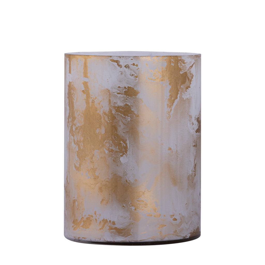 livinglovely.nl - Georgie White glass stormlight gold marble finish PTMD - Kaarshouder - PTMD - livinglovely.nl