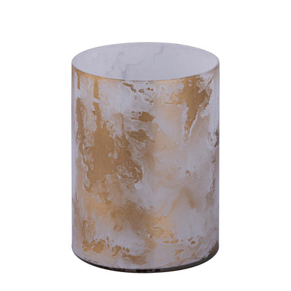 livinglovely.nl - Georgie White glass stormlight gold marble finish PTMD - Kaarshouder - PTMD - livinglovely.nl