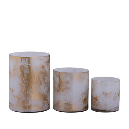 livinglovely.nl - Georgie White glass stormlight gold marble finish PTMD - Kaarshouder - PTMD - livinglovely.nl