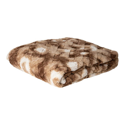 livinglovely.nl - Geraldine Brown artificial fur plaid rectangle L PTMD - Plaid - PTMD - livinglovely.nl