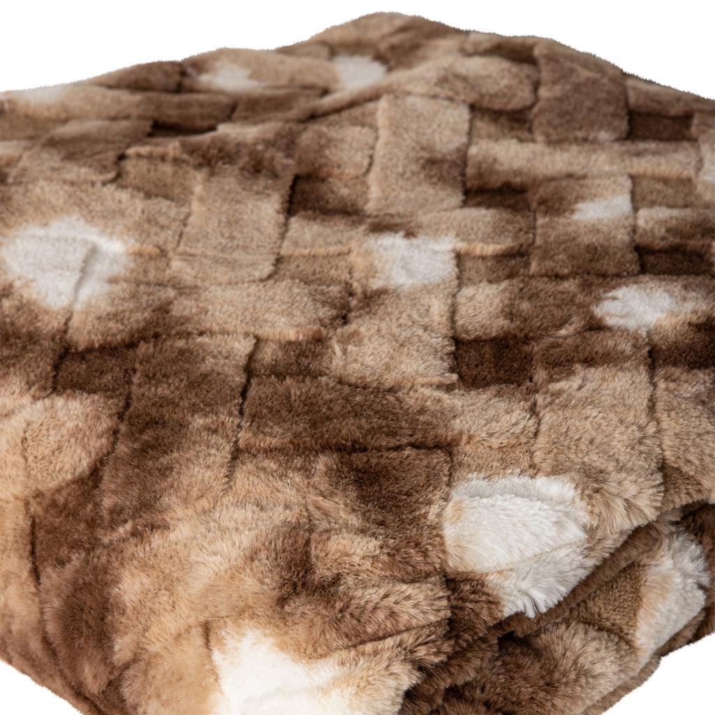 livinglovely.nl - Geraldine Brown artificial fur plaid rectangle L PTMD - Plaid - PTMD - livinglovely.nl