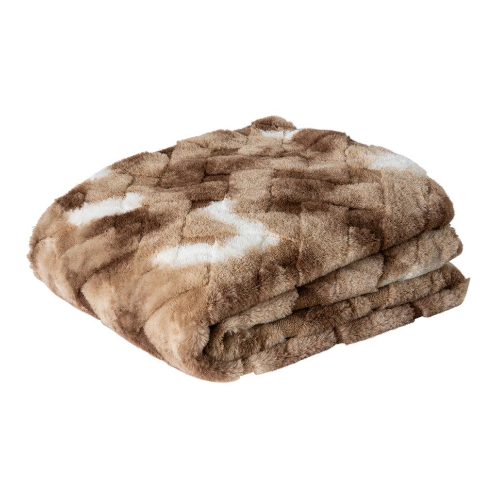 livinglovely.nl - Geraldine Brown artificial fur plaid rectangle S PTMD - Plaid - PTMD - livinglovely.nl