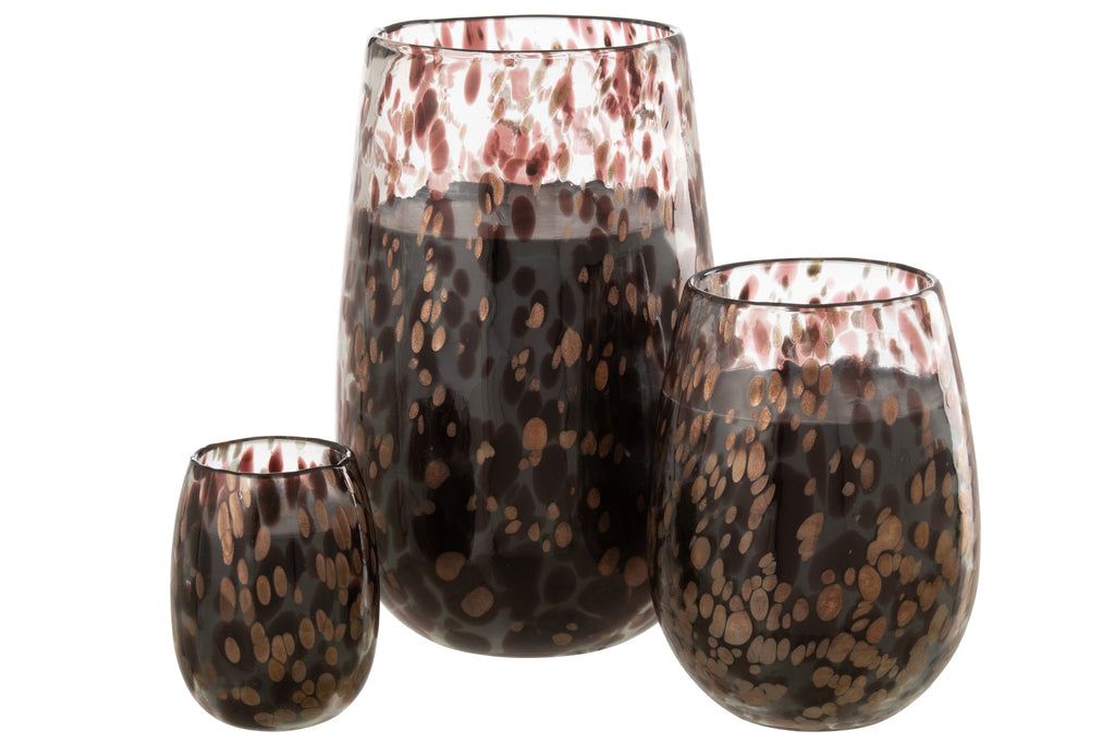 livinglovely.nl - Geurkaars Mia Zwart/Mix Glas Large 230uur - Geurkaars - J-Line - livinglovely.nl