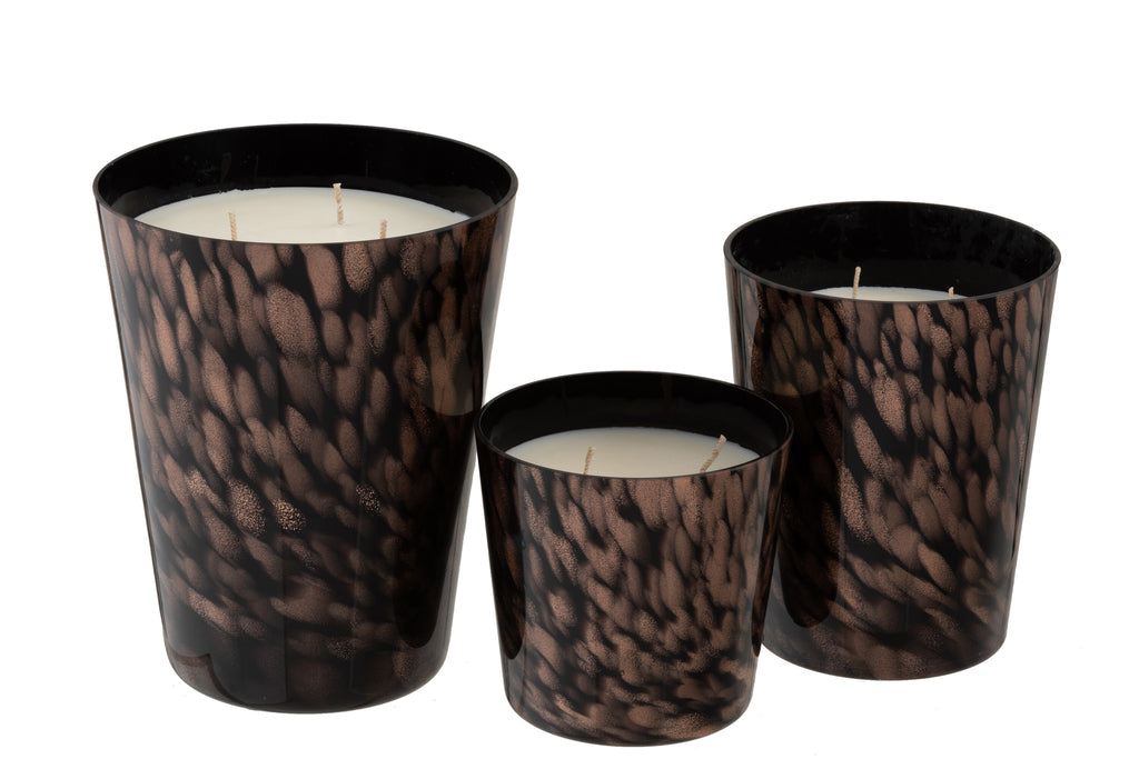 livinglovely.nl - Geurkaars Noa Sandalwood Zwart/Goud Large 95uur - Geurkaars - J-Line - livinglovely.nl