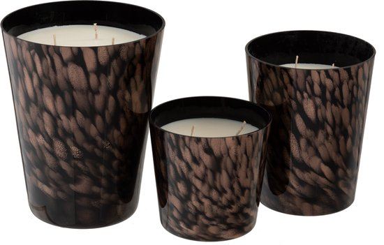 livinglovely.nl - Geurkaars Sandalwood Zwart/Goud Medium-68u - Geurkaars - J-Line - livinglovely.nl