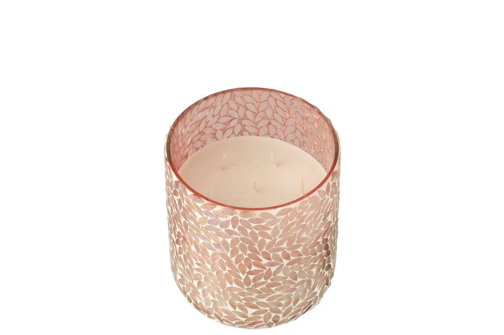 livinglovely.nl - Geurkaars Tender Rose Wax Roze Large - 120u - Geurkaars - J-Line - livinglovely.nl