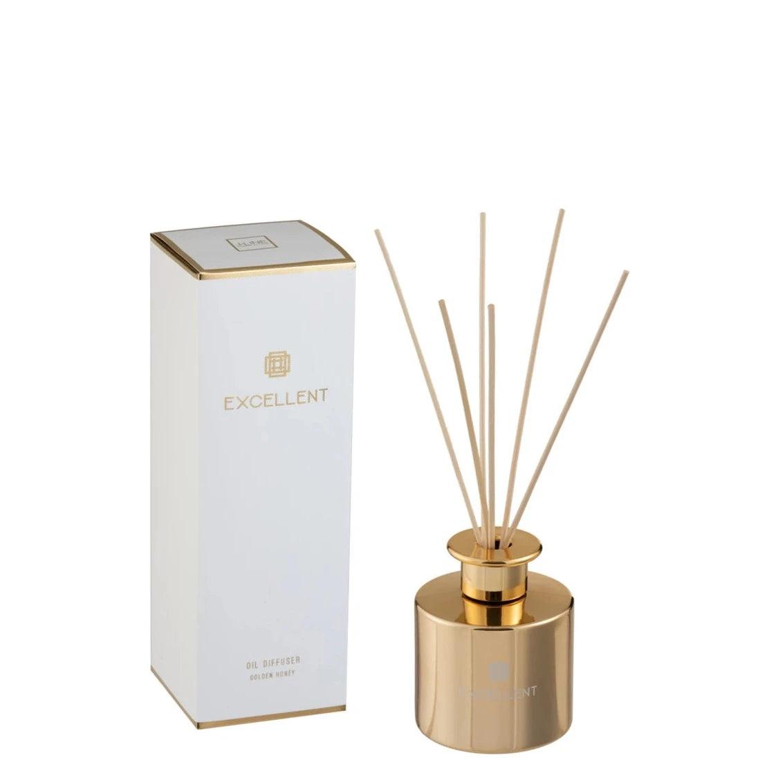 livinglovely.nl - Geurstokjes Golden Honey Goud 150ML - Geurstokjes - J-Line - livinglovely.nl