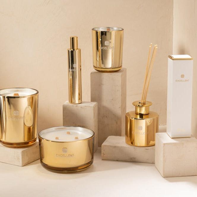 livinglovely.nl - Geurstokjes Golden Honey Goud 150ML - Geurstokjes - J-Line - livinglovely.nl