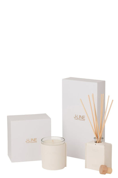 livinglovely.nl - Geurstokjes Leder Wit 100ml - Geurstokjes - J-Line - livinglovely.nl