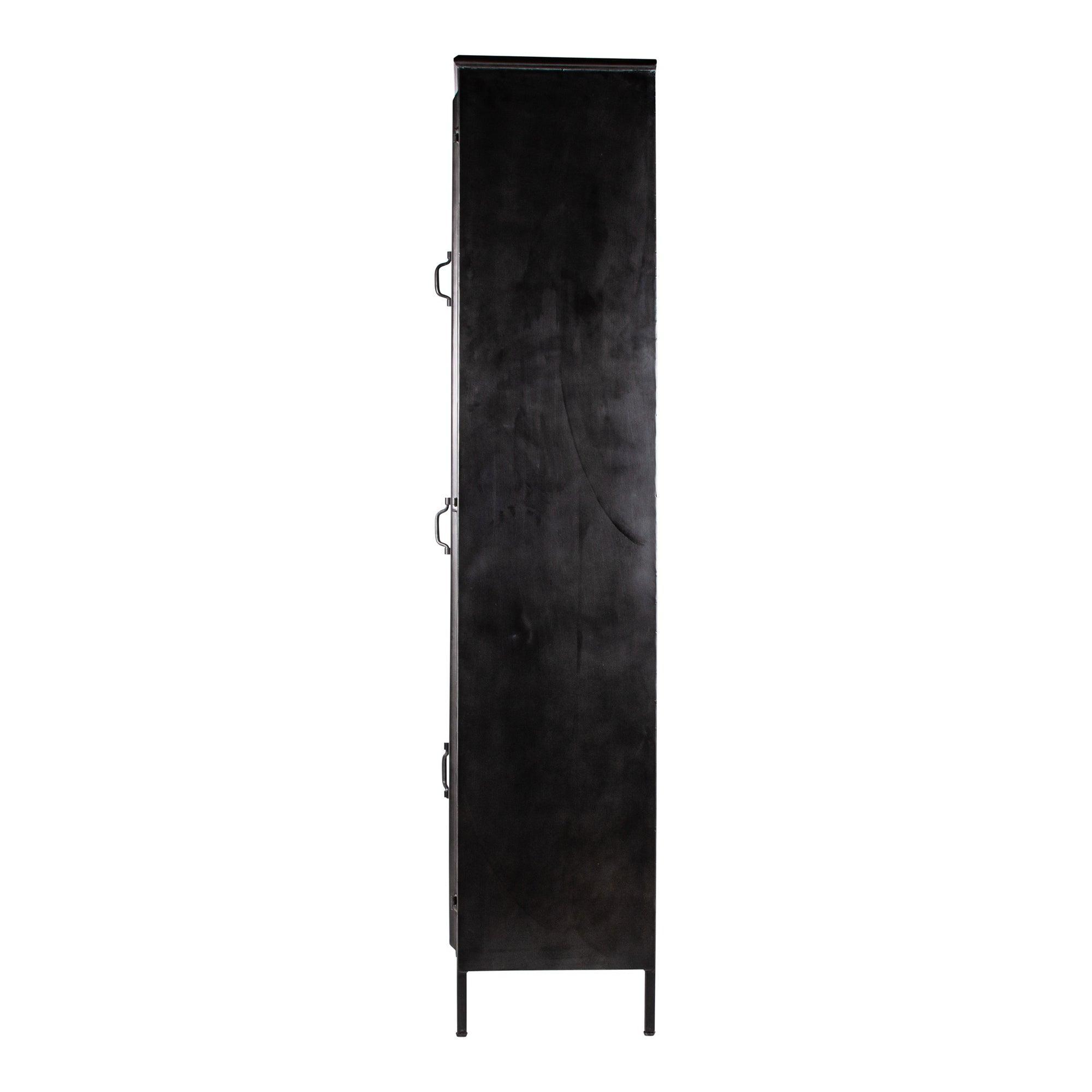 livinglovely.nl - Gijs Black Metal Cabinet Glass Doors PTMD - Kast - PTMD - livinglovely.nl