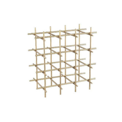 livinglovely.nl - Gordo Brass Steel Square open Frame Wine Rack PTMD - Wijnrek - PTMD - livinglovely.nl