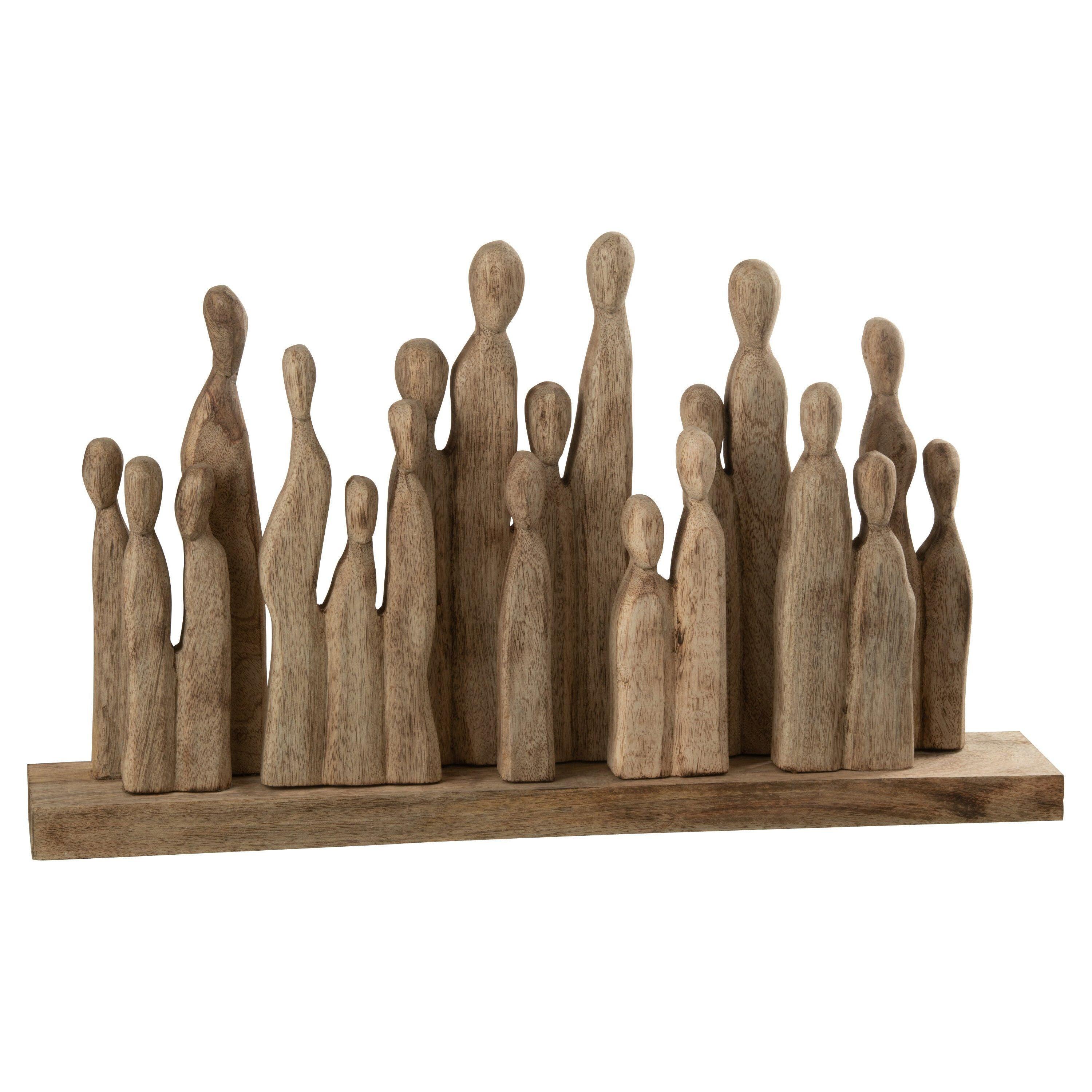 livinglovely.nl - Grote Groep Figuren Hout Naturel - Beeld - J-Line - livinglovely.nl