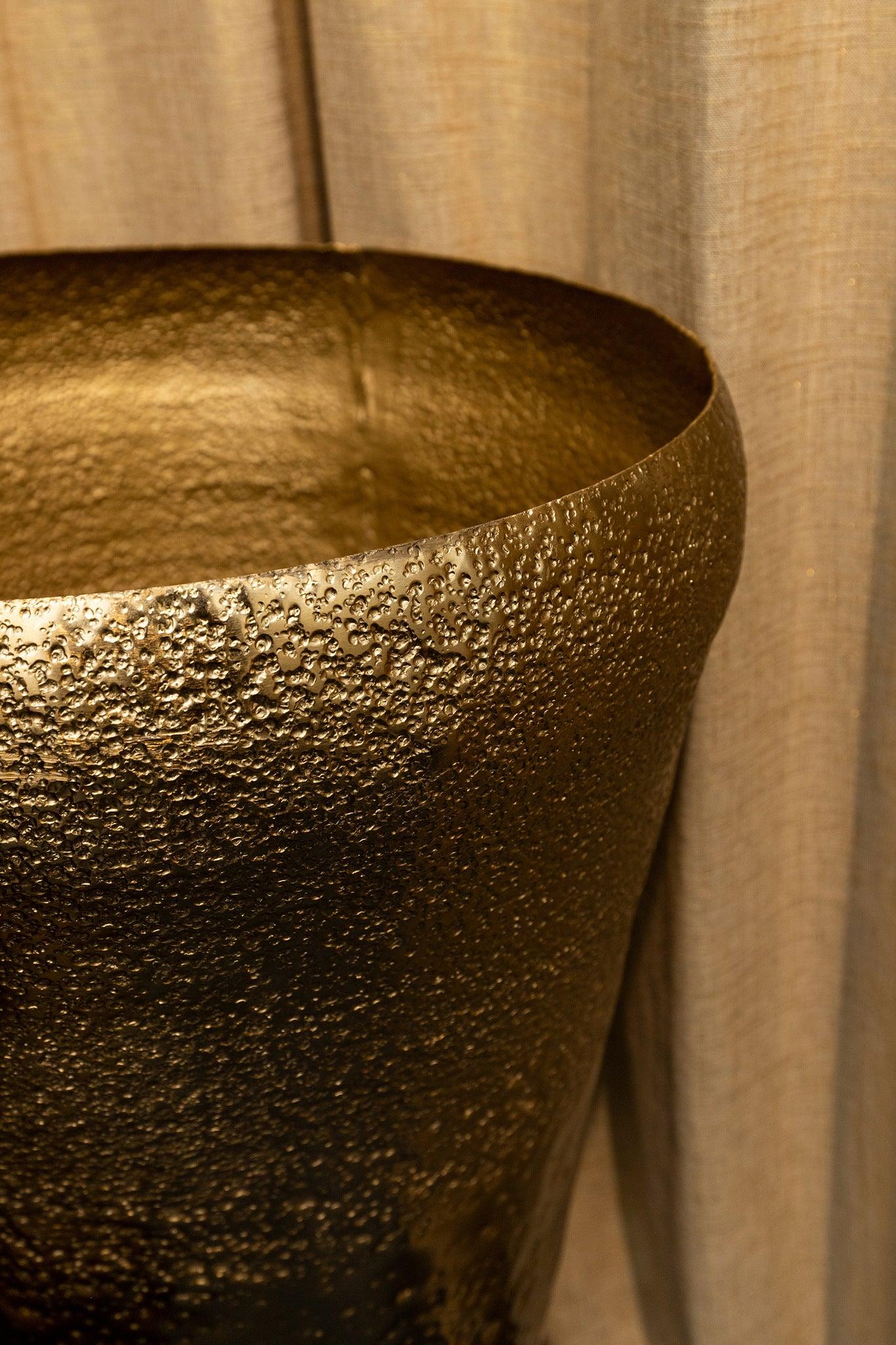 livinglovely.nl - Gyda Gold Alu Sheet Pot Shiny Border Rond Set van 3 PTMD - Pot - PTMD - livinglovely.nl