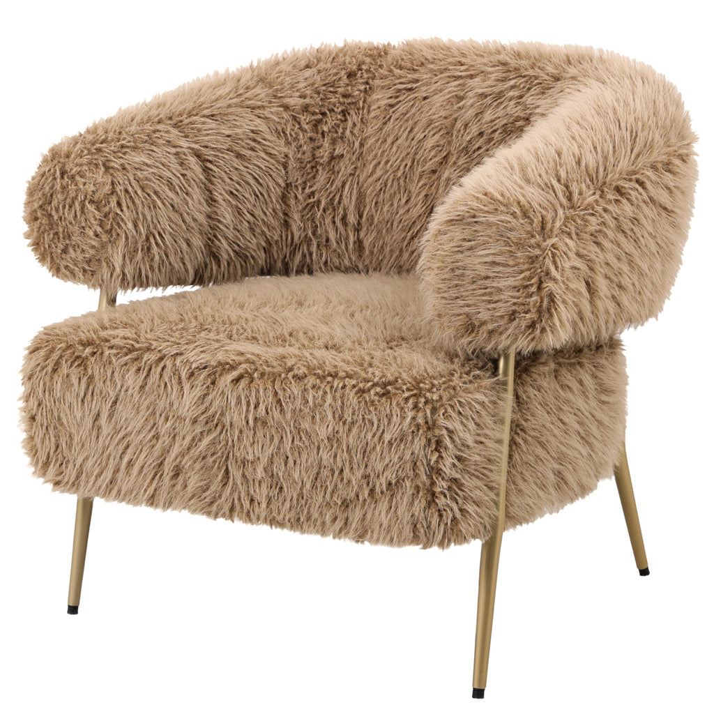 livinglovely.nl - Hair Brown Fauteuil Metaal Base PTMD - Fauteuil - PTMD - livinglovely.nl