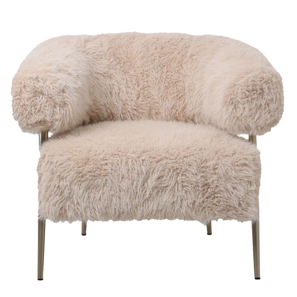 livinglovely.nl - Hair Cream Fauteuil Champagne Metaal Base PTMD - Fauteuil - PTMD - livinglovely.nl