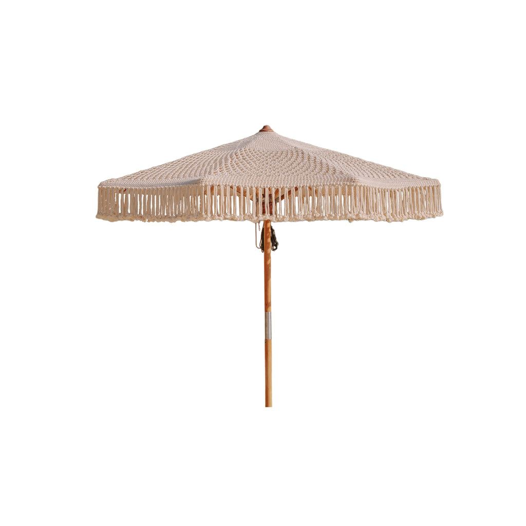 livinglovely.nl - Handgeknoopte Parasol - Créme Fringe - 300cm - Handgeknoopte parasol - Todo Bien - livinglovely.nl