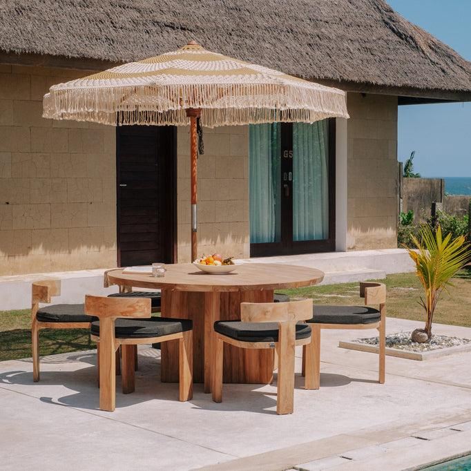 livinglovely.nl - Handgeknoopte Parasol - Créme Golden Styles 250cm - Handgeknoopte parasol - Todo Bien - livinglovely.nl