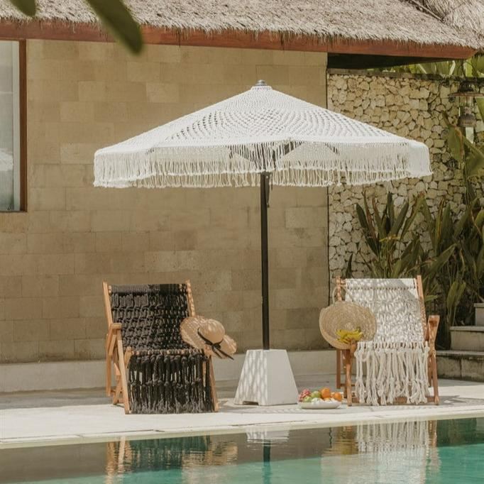 livinglovely.nl - Handgeknoopte Parasol - White Sand - 250cm - Handgeknoopte parasol - Todo Bien - livinglovely.nl