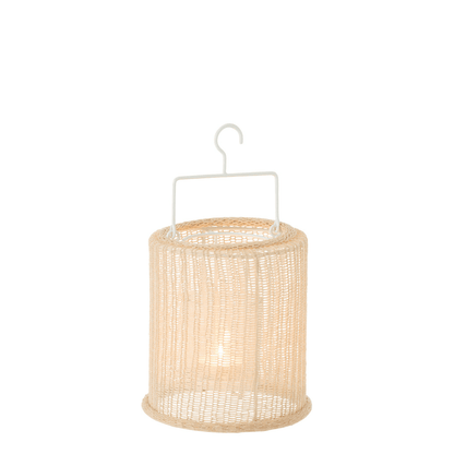 livinglovely.nl - Hang lantaarn Cilinder Metaal/Polyester Beige Small - Lantaarn - J-Line - livinglovely.nl