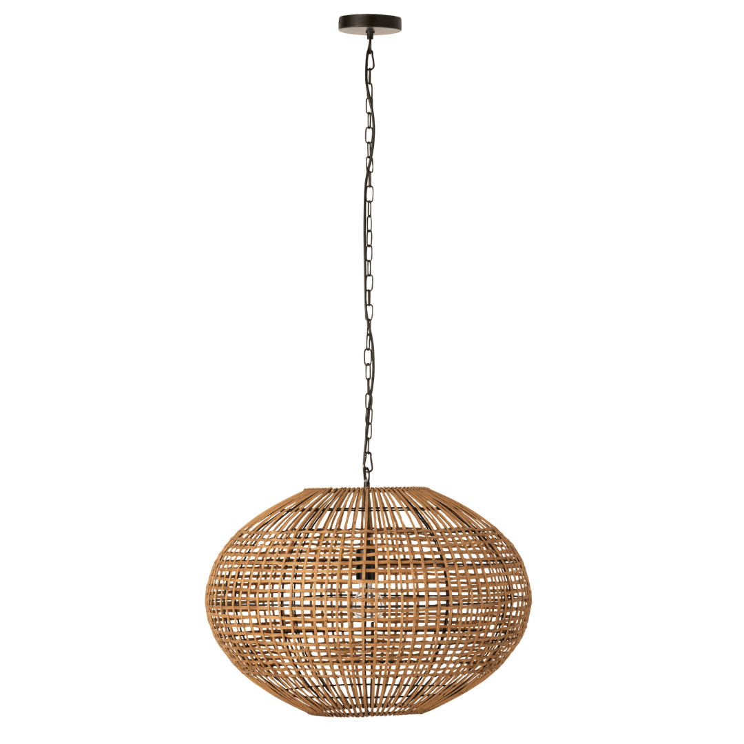 livinglovely.nl - Hanging Lamp Rattan/Metal Brown/Black - Hanglamp - J-Line - livinglovely.nl