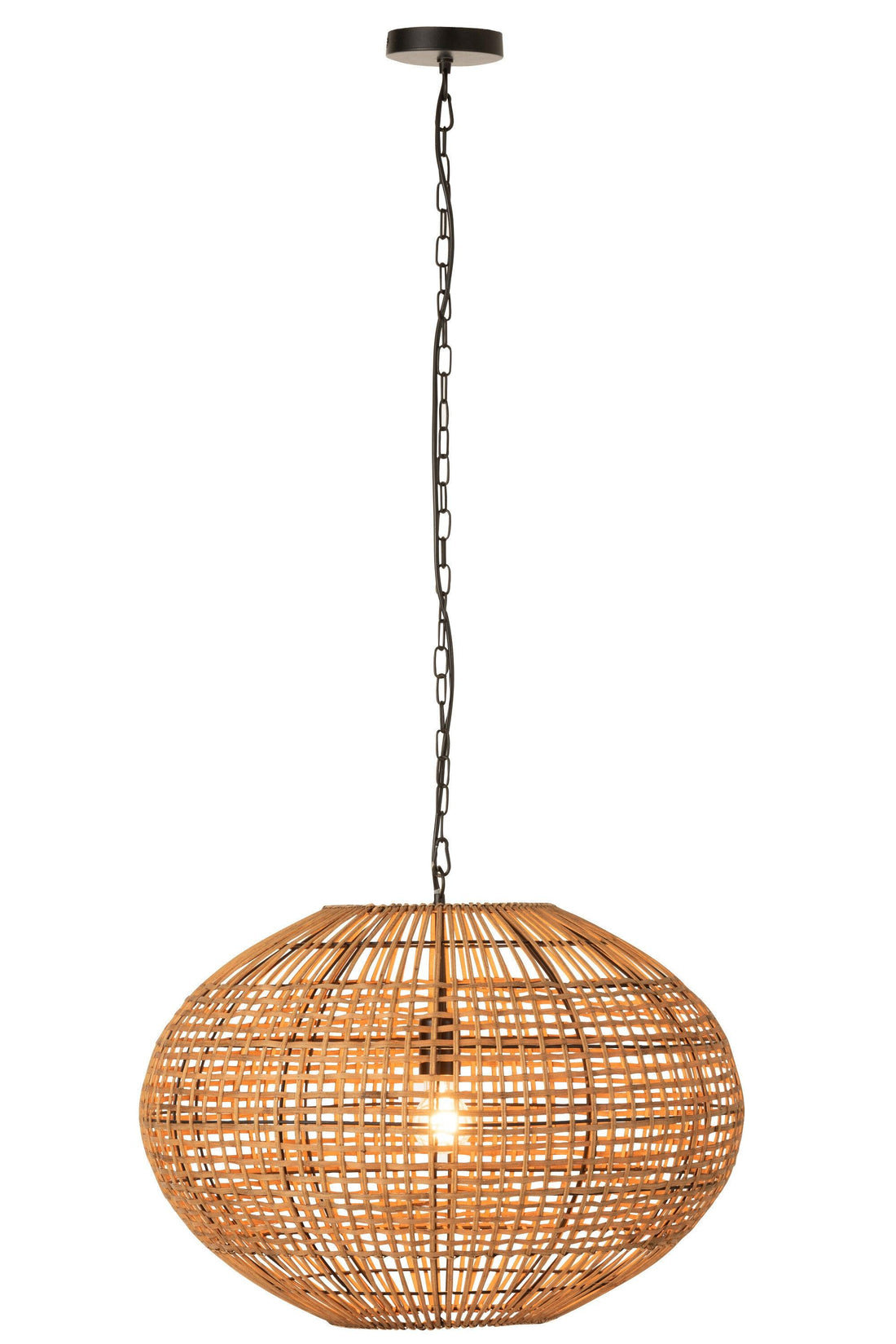 livinglovely.nl - Hanging Lamp Rattan/Metal Brown/Black - Hanglamp - J-Line - livinglovely.nl