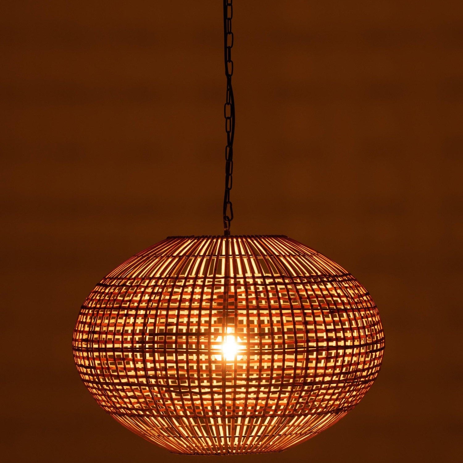 livinglovely.nl - Hanging Lamp Rattan/Metal Brown/Black - Hanglamp - J-Line - livinglovely.nl