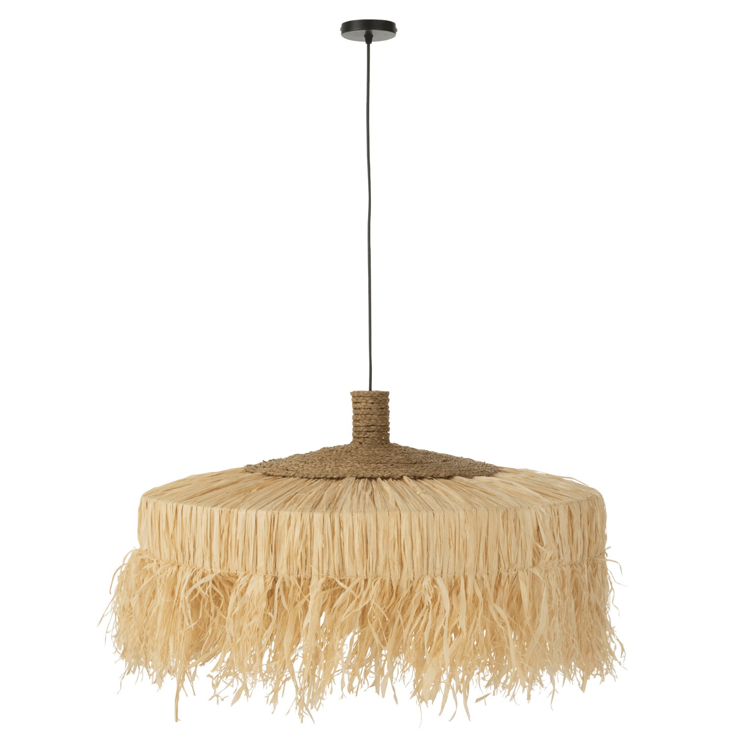 livinglovely.nl - Hanglamp Rond Raffia Naturel - Hanglamp - J-Line - livinglovely.nl