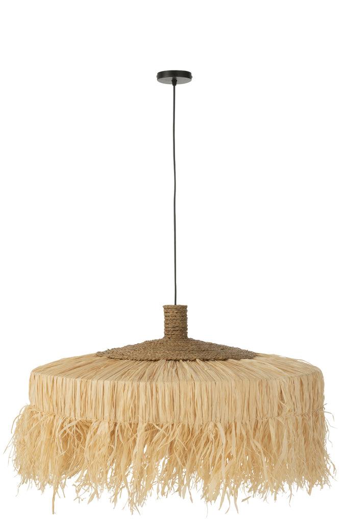 livinglovely.nl - Hanglamp Rond Raffia Naturel - Hanglamp - J-Line - livinglovely.nl