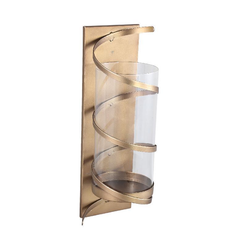 livinglovely.nl - Haylie Brass Glass Round Wall Stormlight Spiral PTMD - Binnen-windlicht - PTMD - livinglovely.nl