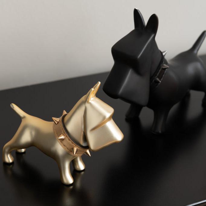 livinglovely.nl - Hond Keramiek Goud Small - Beeld - J-Line - livinglovely.nl