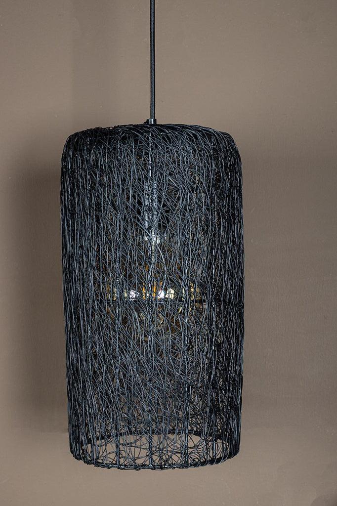 livinglovely.nl - Idris Black iron hanging lamp long wired cilinder PTMD - Hanglamp - PTMD - livinglovely.nl