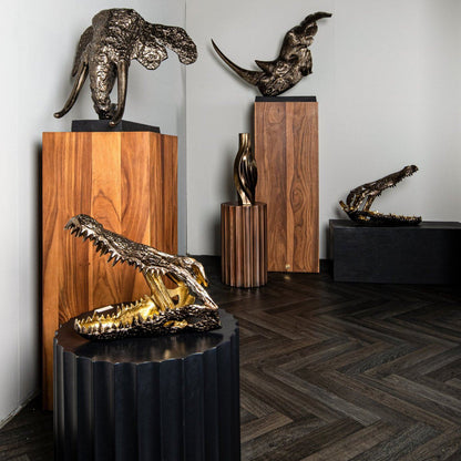 livinglovely.nl - Iriss Brass casted alu elephant statue black base PTMD - Beeld - PTMD - livinglovely.nl