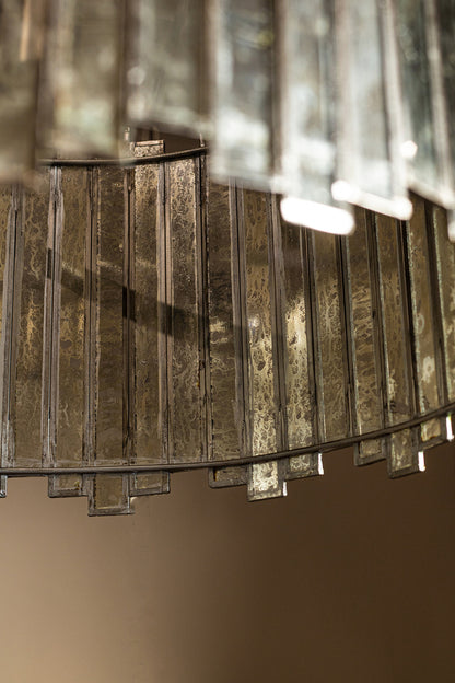 livinglovely.nl - Ivona Brass iron hanging lamp antique glass plates PTMD - Hanglamp - PTMD - livinglovely.nl