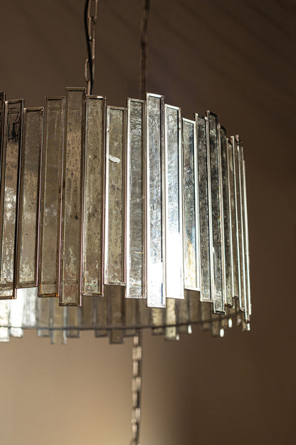 livinglovely.nl - Ivona Brass iron hanging lamp antique glass plates PTMD - Hanglamp - PTMD - livinglovely.nl