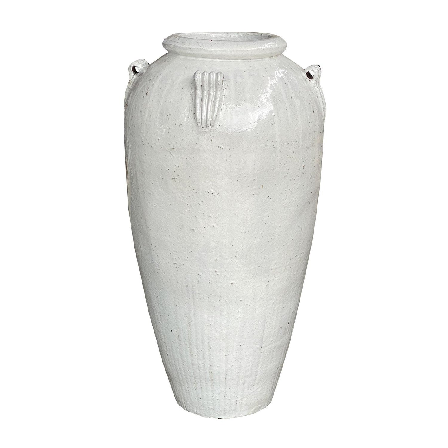 livinglovely.nl - Izze White glazed ceramic extreme pot high PTMD - Pot - PTMD - livinglovely.nl