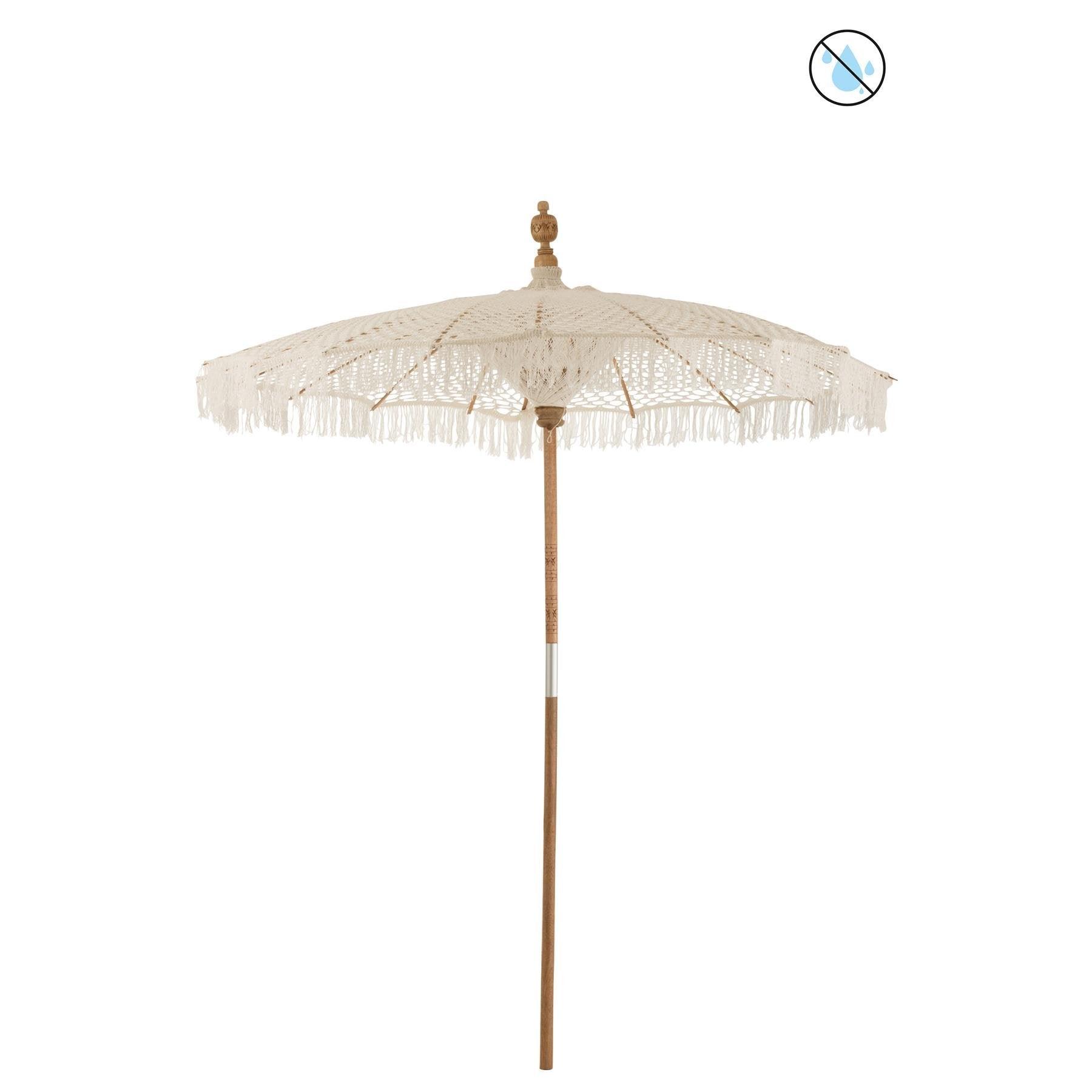 livinglovely.nl - J-Line - Parasol Macrame Katoen Wit Large - 210cm - Parasol - J-Line - livinglovely.nl