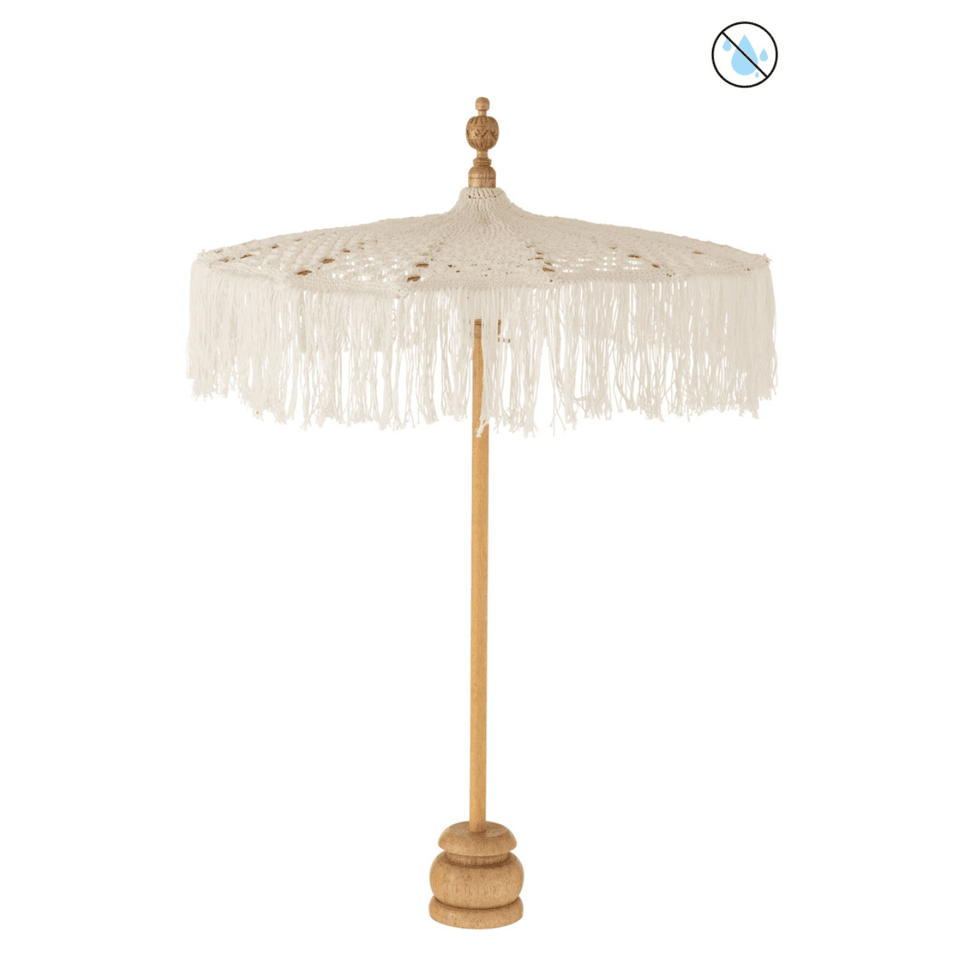 livinglovely.nl - J-Line Tafelparasol met Voet Macrame - 67cm - Parasol - J-Line - livinglovely.nl