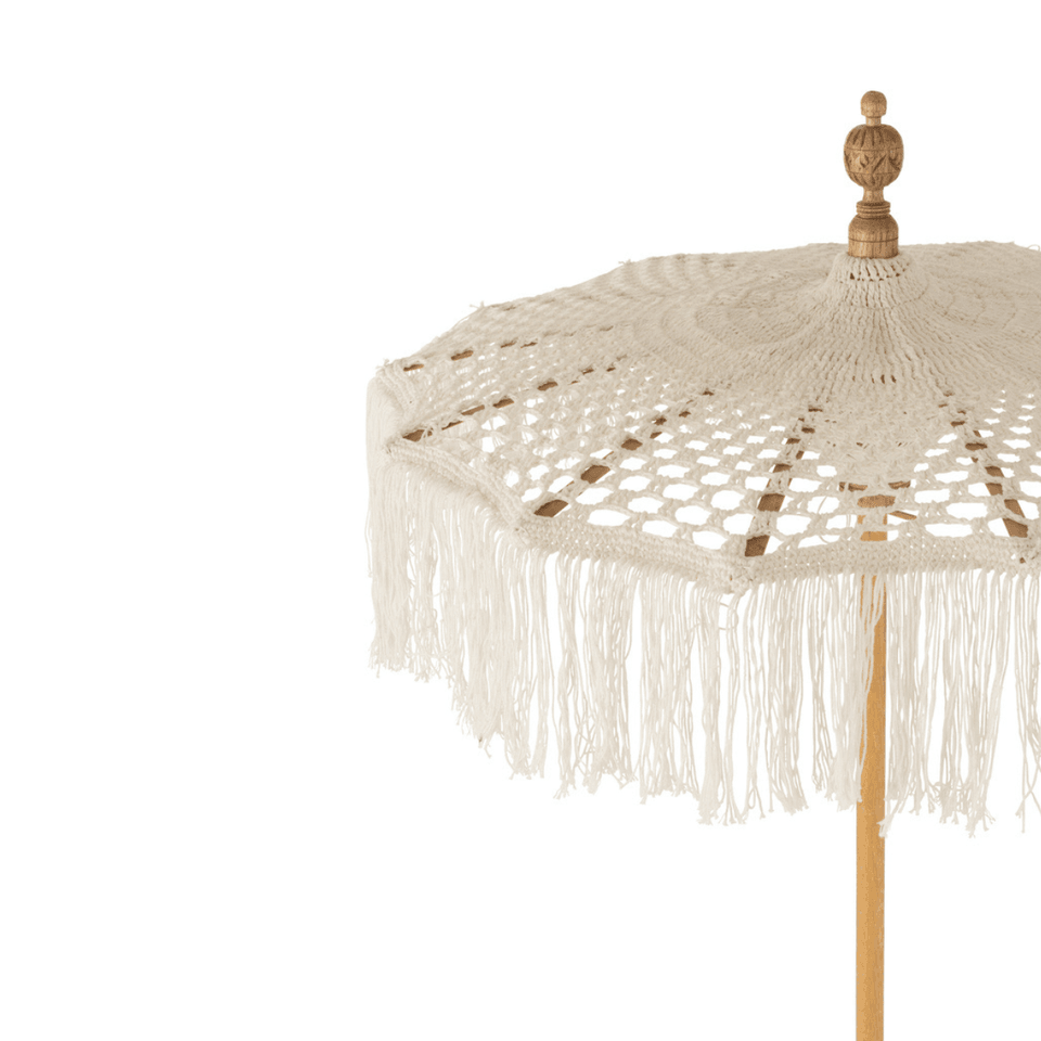 livinglovely.nl - J-Line Tafelparasol met Voet Macrame - 67cm - Parasol - J-Line - livinglovely.nl