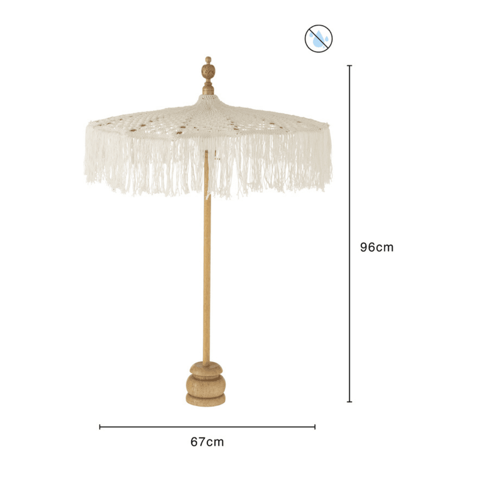 livinglovely.nl - J-Line Tafelparasol met Voet Macrame - 67cm - Parasol - J-Line - livinglovely.nl