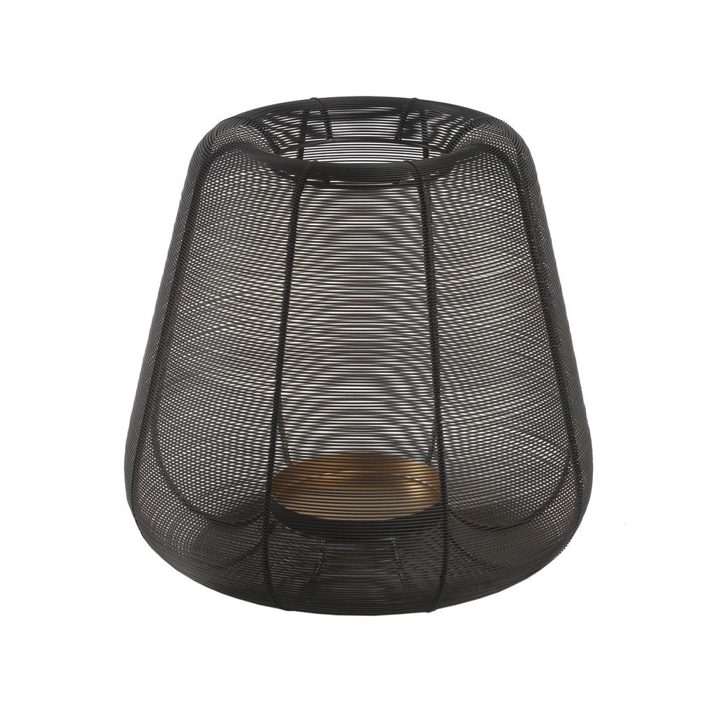 livinglovely.nl - Jaden Black Iron Windlicht Rond L PTMD - Kaarshouder - PTMD - livinglovely.nl