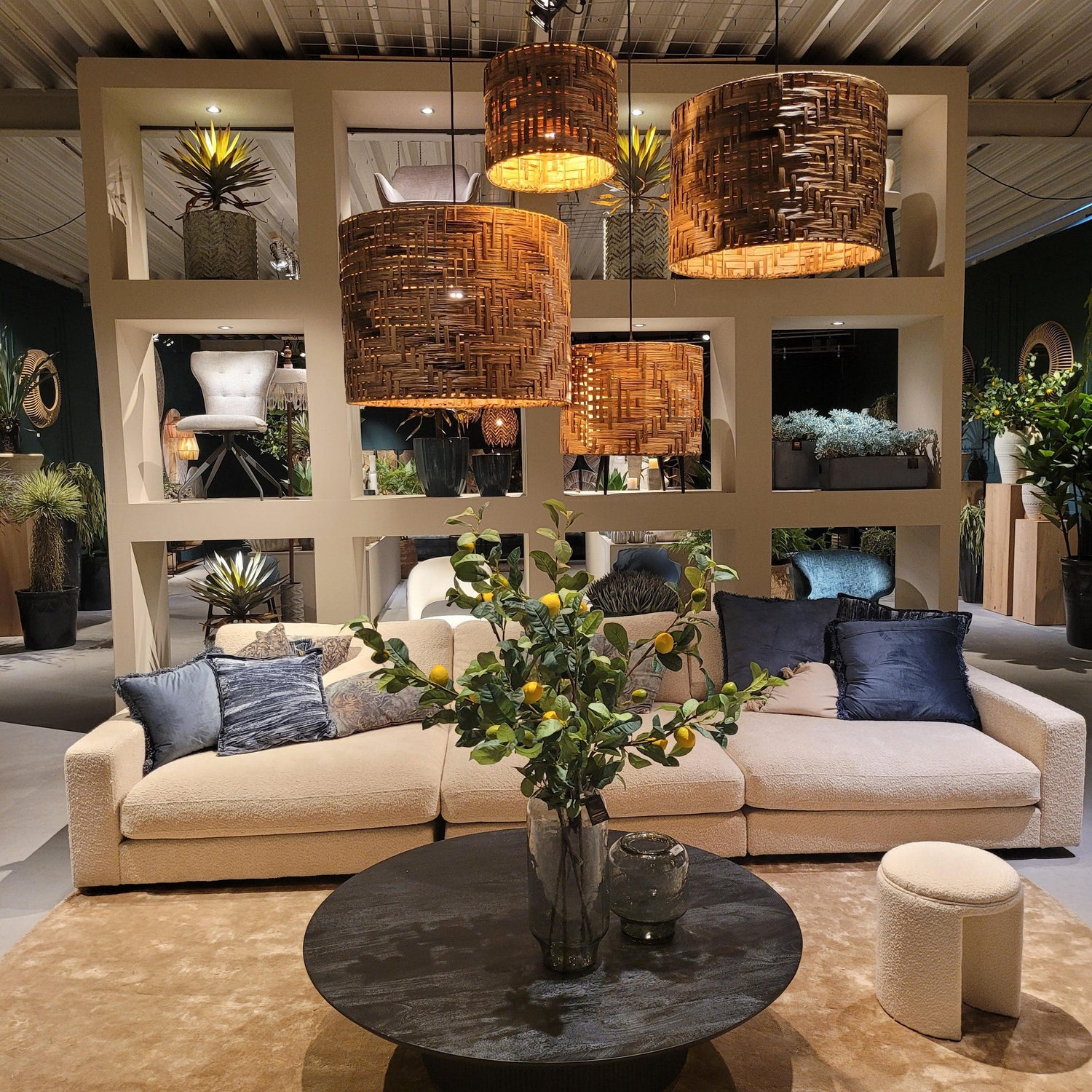 livinglovely.nl - Jaden Natural Seagrass Hanglamp Lamp Set van 4 PTMD - Hanglamp - PTMD - livinglovely.nl