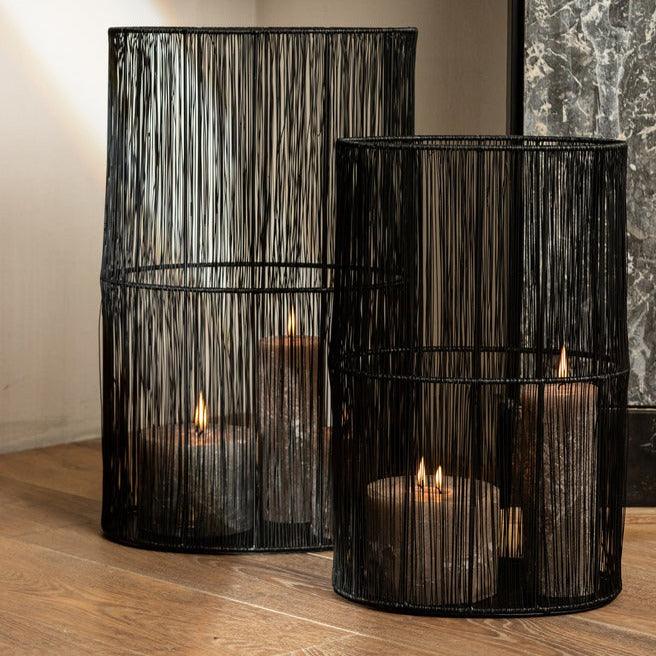 livinglovely.nl - Javi Black iron oval wired stormlight Set van 3 PTMD - Kaarshouder - PTMD - livinglovely.nl