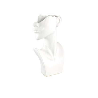 livinglovely.nl - Jolie White ceramic pot elegant woman shape L PTMD - Pot - PTMD - livinglovely.nl