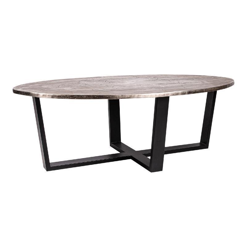 livinglovely.nl - Juup Silver Iron Oval Coffeetable Black Frame PTMD - Salontafel - PTMD - livinglovely.nl