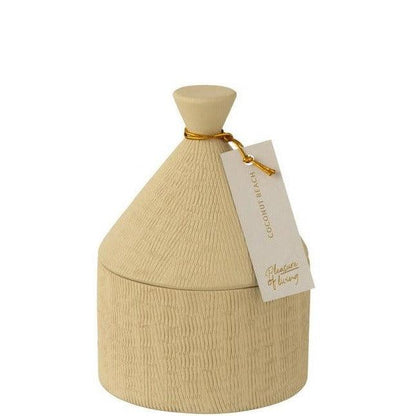 livinglovely.nl - Kaars Keramiek Pot Coconut Beach Was Beige-40u - Geurkaars - J-Line - livinglovely.nl