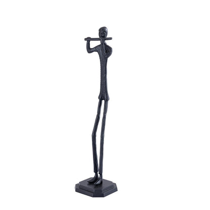 livinglovely.nl - Kali Black casted alu statue man with flute PTMD - Beeld - PTMD - livinglovely.nl