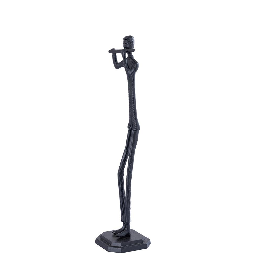 livinglovely.nl - Kali Black casted alu statue man with flute PTMD - Beeld - PTMD - livinglovely.nl