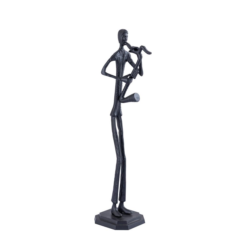 livinglovely.nl - Kali Black casted alu statue man with saxophone PTMD - Beeld - PTMD - livinglovely.nl